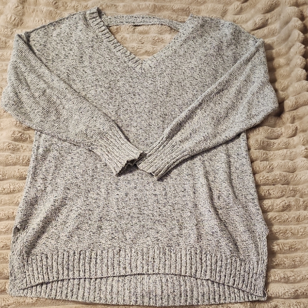 Gray V-Neck Women's Sweater